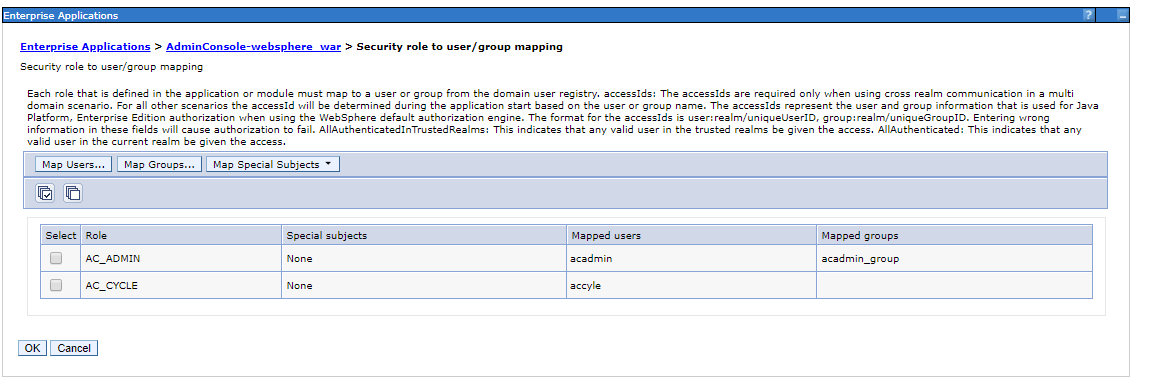 Security role to user/group mapping Security role to user/group mapping